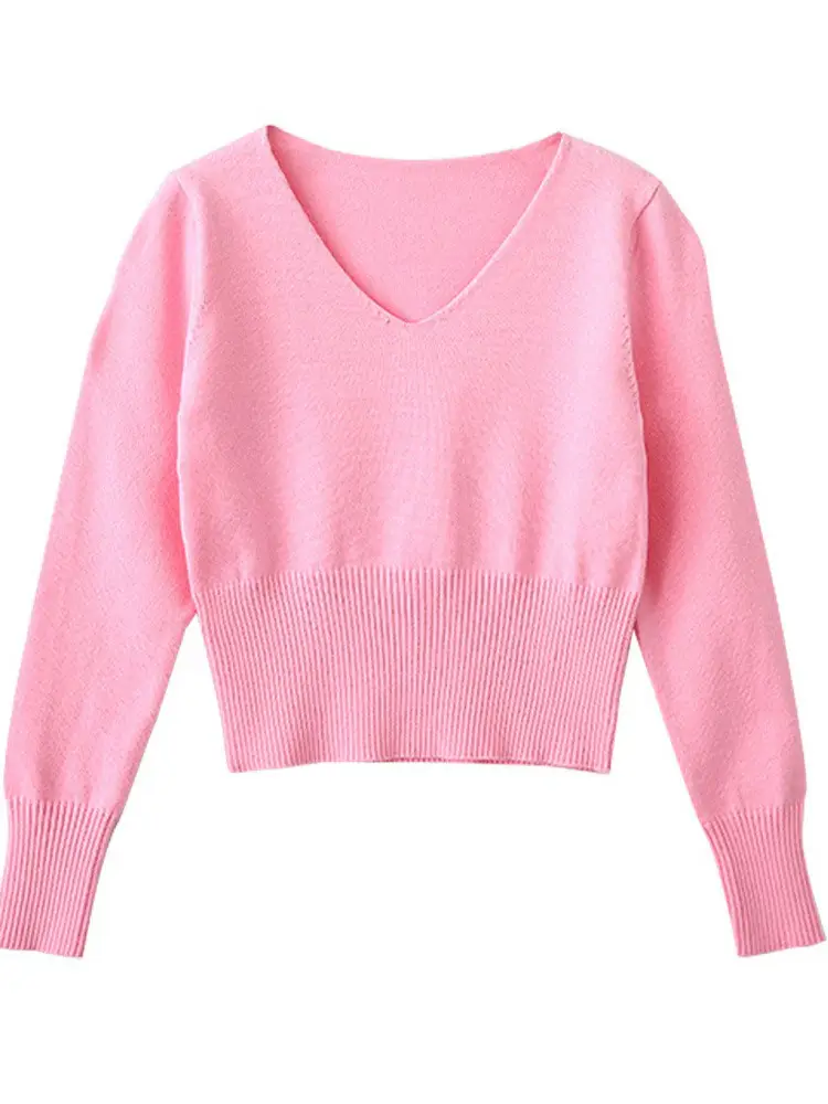 Girls Cotton V-Neck Sweaters Pink Blue Purple Grey - Image 11