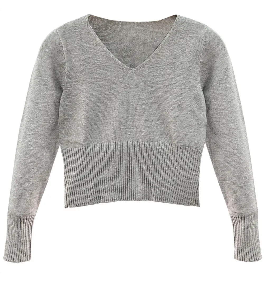 Girls Cotton V-Neck Sweaters Pink Blue Purple Grey — feature 10