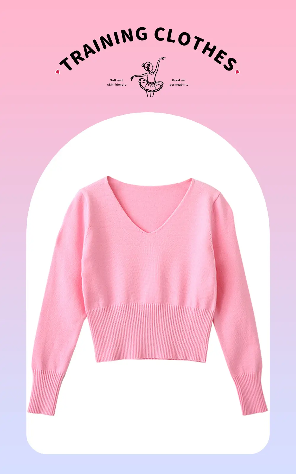 Girls Cotton V-Neck Sweaters Pink Blue Purple Grey — feature 3
