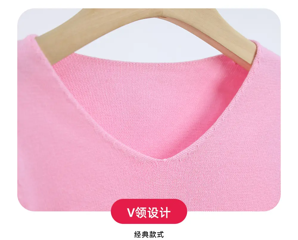 Girls Cotton V-Neck Sweaters Pink Blue Purple Grey — feature 5