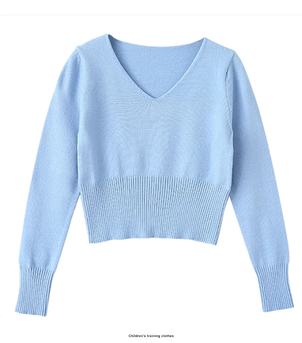 Girls Cotton V-Neck Sweaters Pink Blue Purple Grey — feature 8