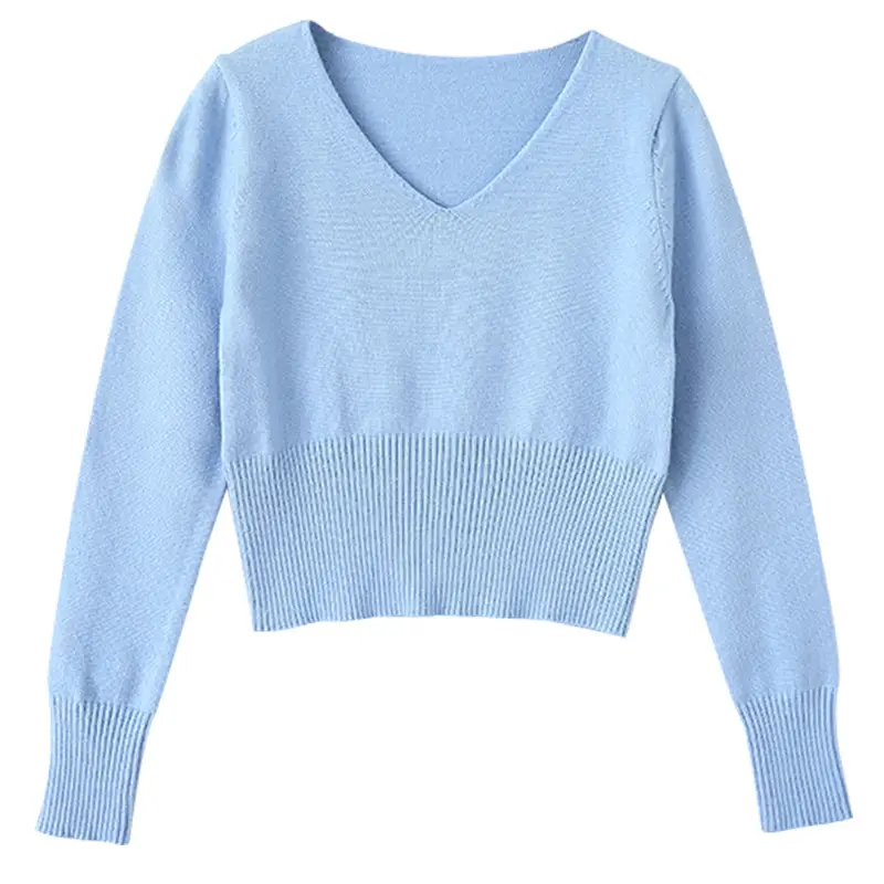 Girls Cotton V-Neck Sweaters Pink Blue Purple Grey - Image 2