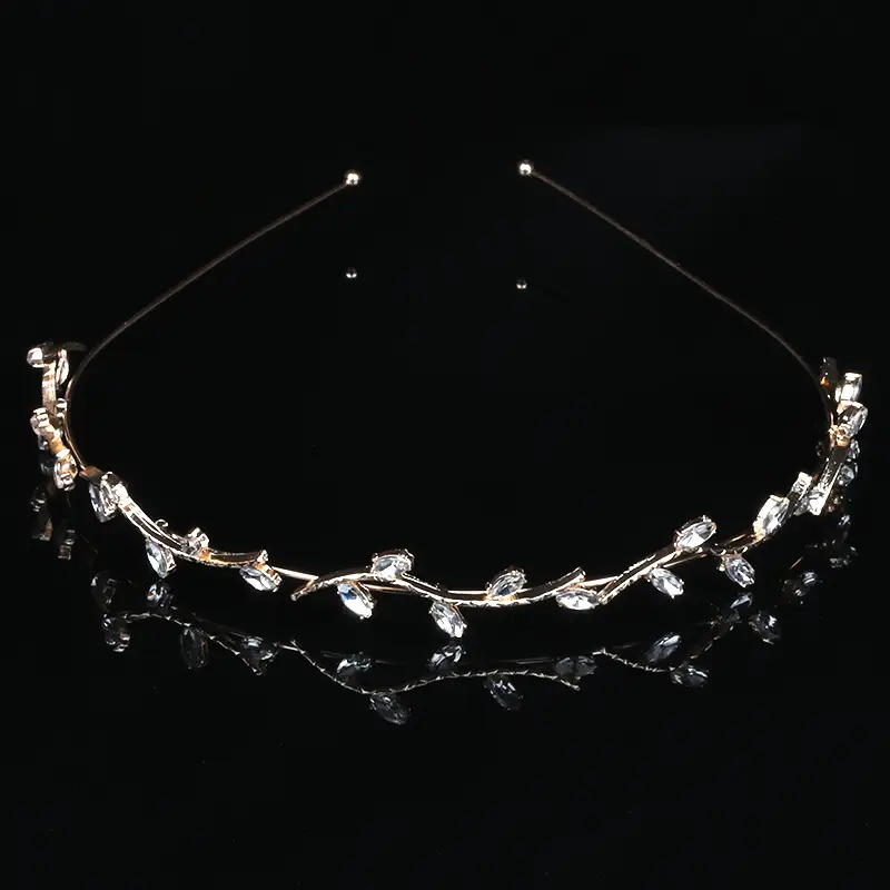 French Style Leaf Bow Hoop with Cat's Eye & Rhinestones - Image 4