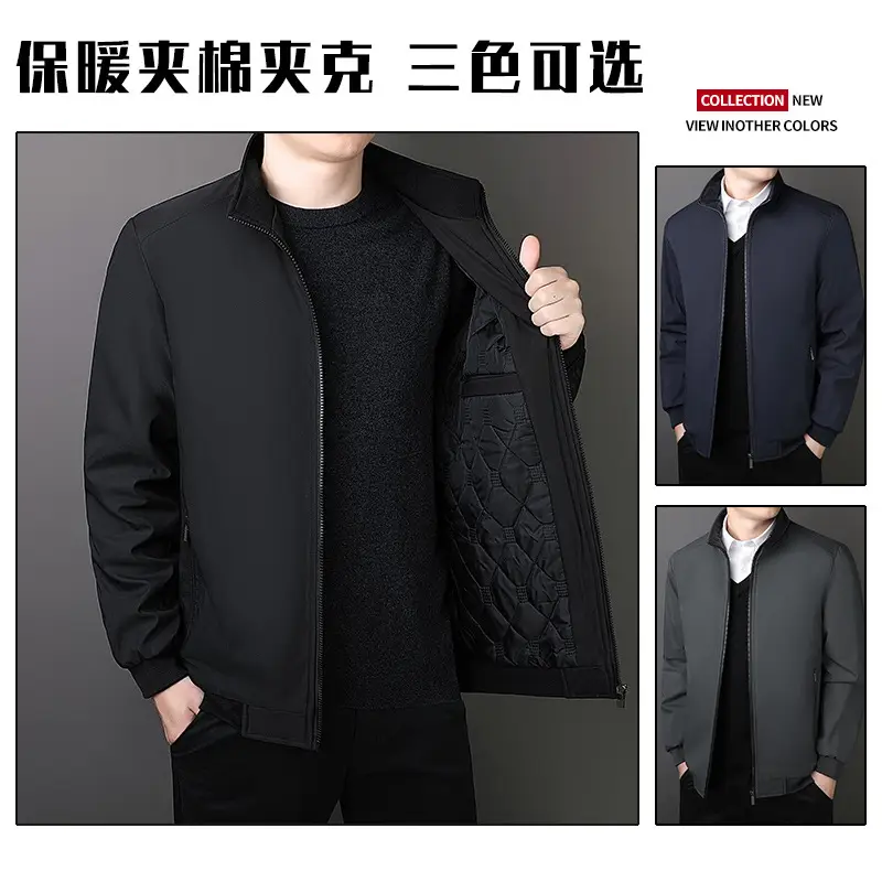 Men's Cross-Body Padded Coat Gray Velvet Padded Large