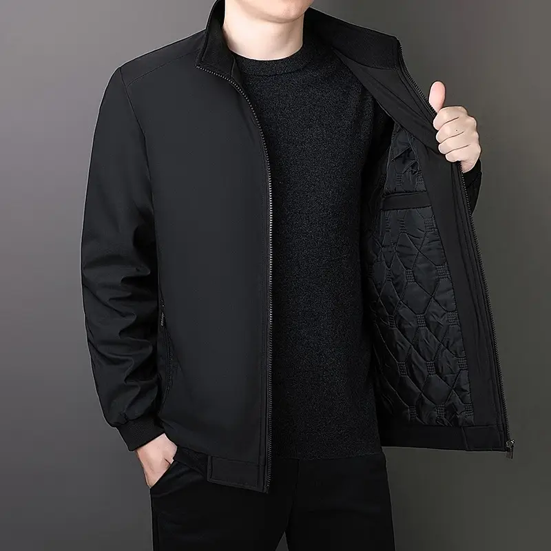 Men's Cross-Body Padded Coat Gray Velvet Padded Large