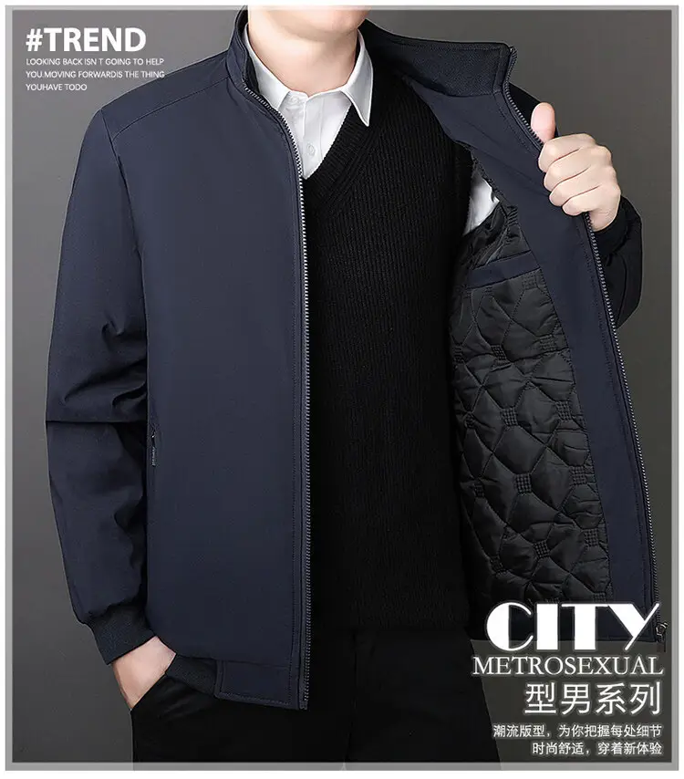 Men's Cross-Body Padded Coat Gray Velvet Padded Large — feature 1