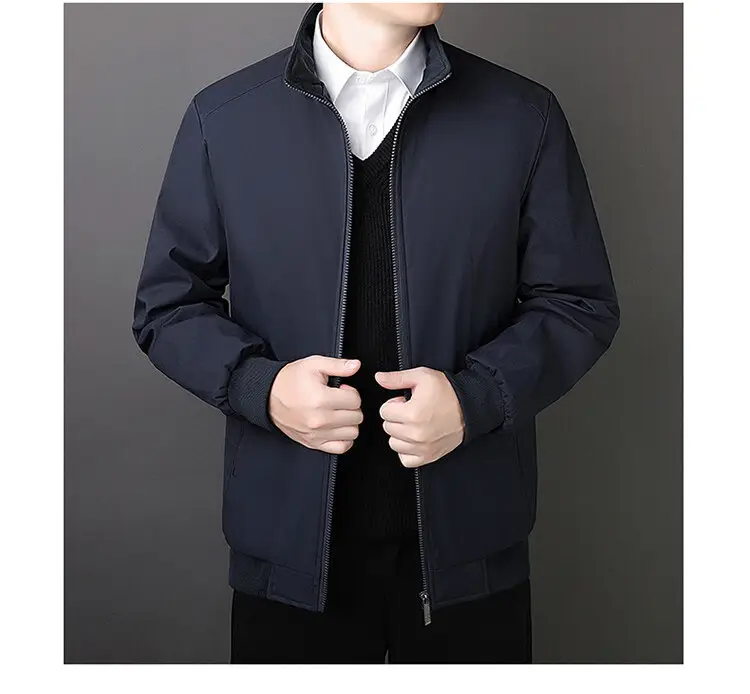 Men's Cross-Body Padded Coat Gray Velvet Padded Large — feature 13