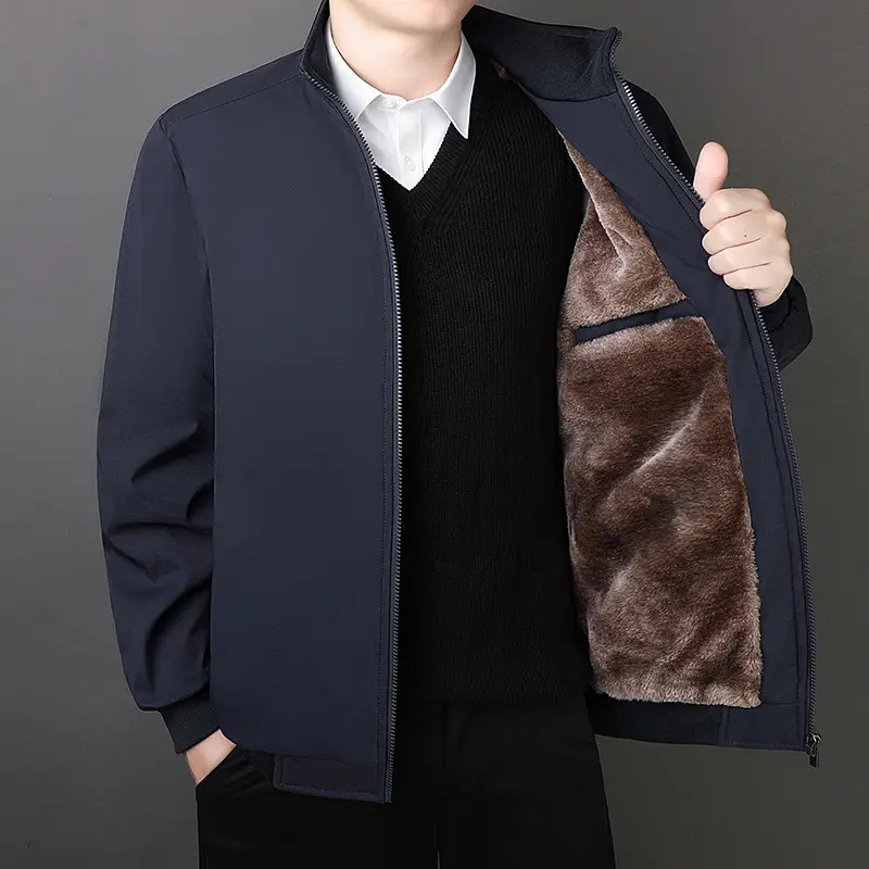 Men's Cross-Body Padded Coat Gray Velvet Padded Large
