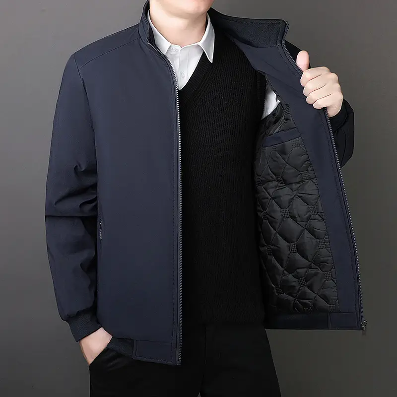 Men's Cross-Body Padded Coat Gray Velvet Padded Large