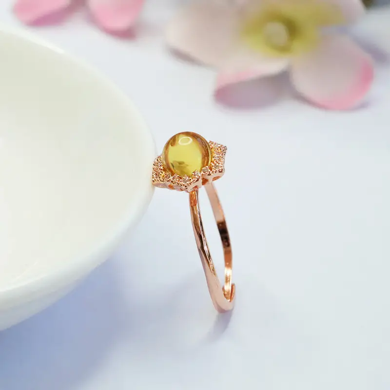 Guan Yu Natural Amber Ring for Women