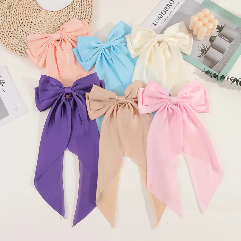 Retro Big Bow Hair Clip Navy Black Spring Clip - Image 14