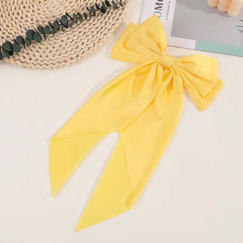 Retro Big Bow Hair Clip Navy Black Spring Clip - Image 2