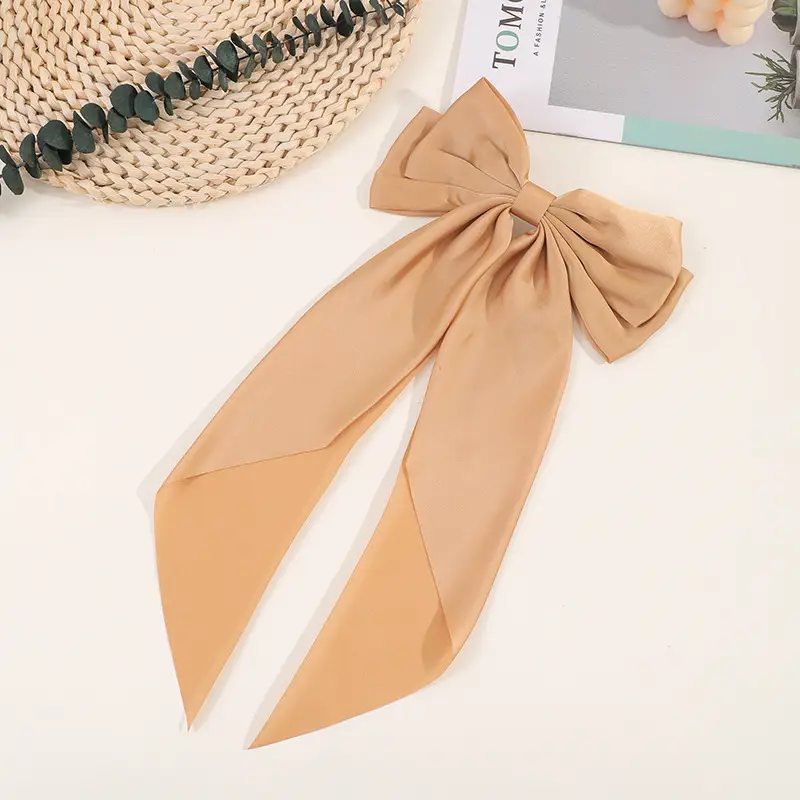 Retro Big Bow Hair Clip Navy Black Spring Clip - Image 4