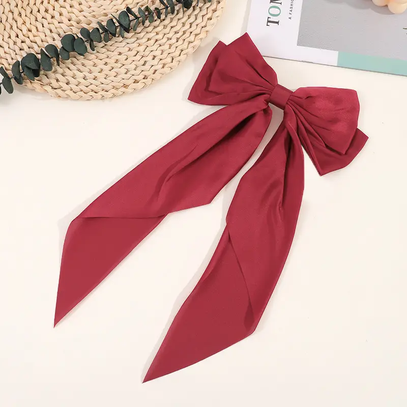 Retro Big Bow Hair Clip Navy Black Spring Clip - Image 6