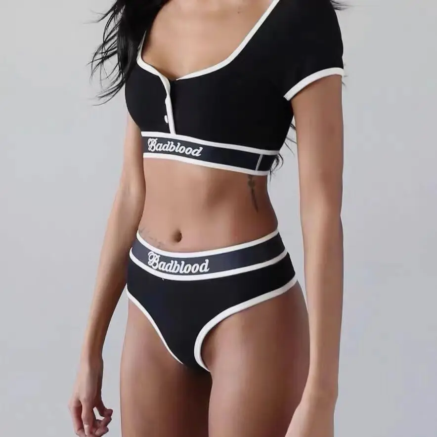 Korean Badblood Black Short Sleeve Vest for Women