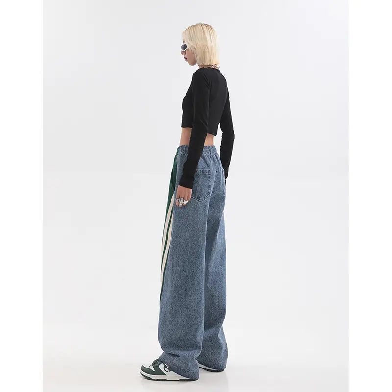 Women's 2023 Blue Jeans American Style Loose Wide-leg Pants — feature 10