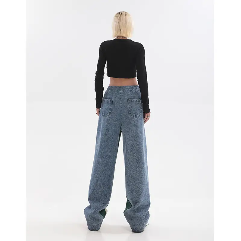 Women's 2023 Blue Jeans American Style Loose Wide-leg Pants — feature 12