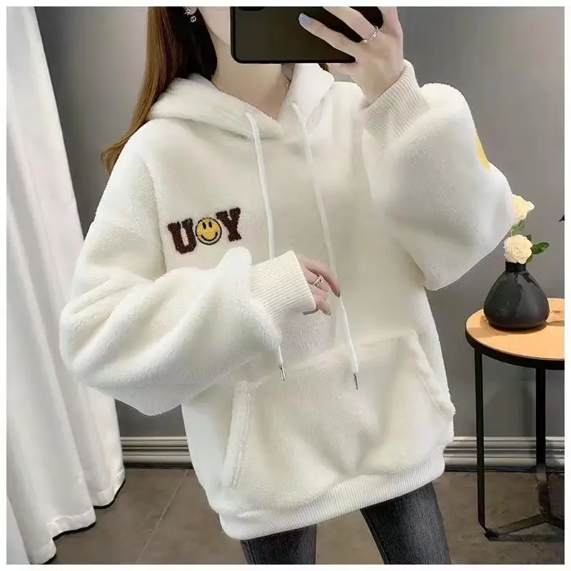 Pink Fleece Hoodie Women's Fitted Winter Coat - Image 4