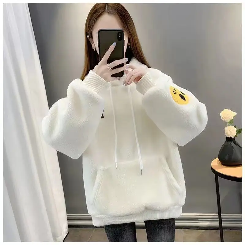 Pink Fleece Hoodie Women's Fitted Winter Coat - Image 6