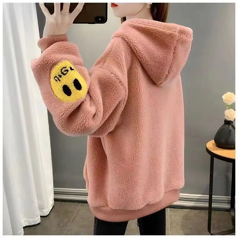 Pink Fleece Hoodie Women's Fitted Winter Coat — feature 7