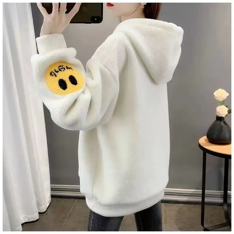 Pink Fleece Hoodie Women's Fitted Winter Coat — feature 8