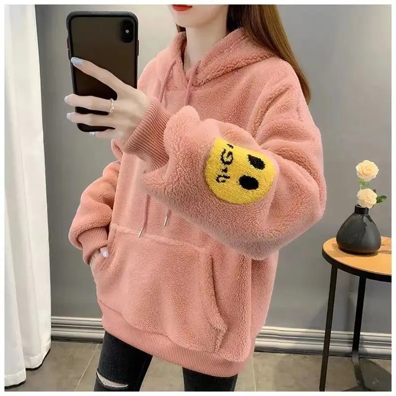 Pink Fleece Hoodie Women's Fitted Winter Coat — feature 9