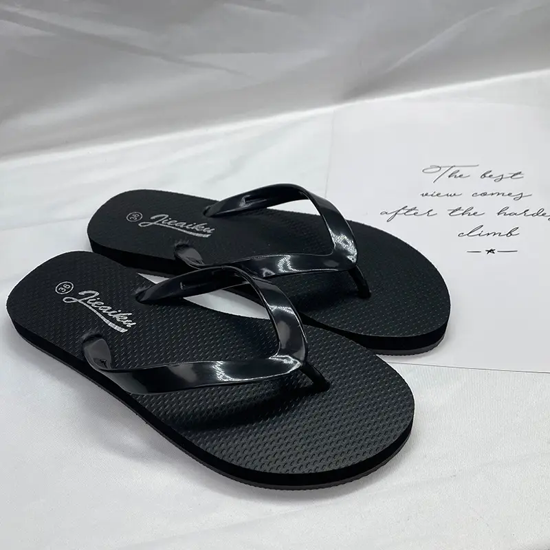 Women Black Patent Leather Flip Flops Casual Outdoor