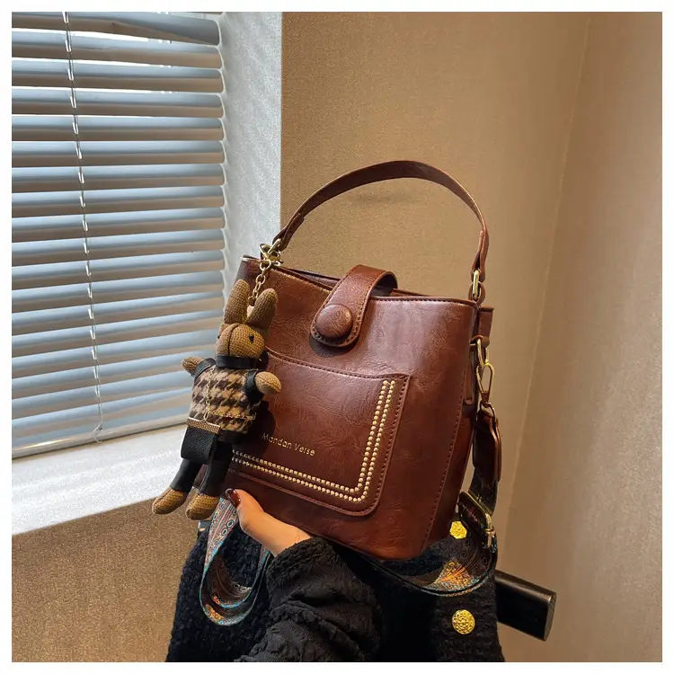 Women's Brown Leather Shoulder Bag with Crossbody Strap — feature 40