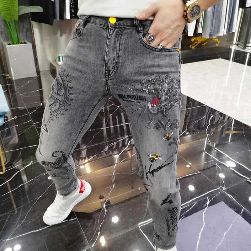 Men Fleece Lined Slim Fit Jeans Autumn Winter - Image 7