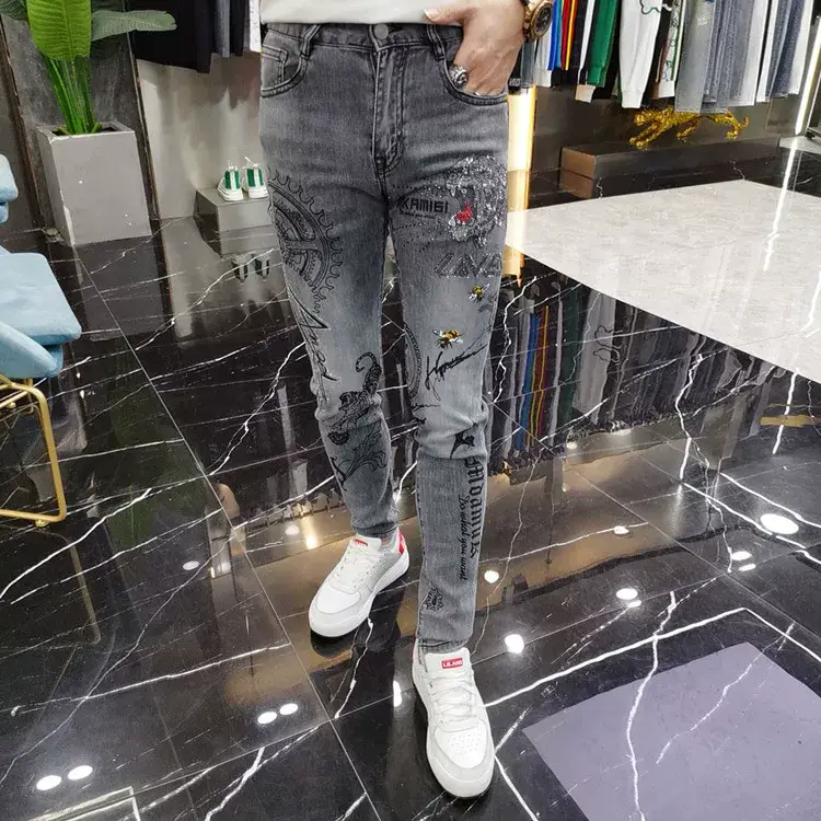 Men Fleece Lined Slim Fit Jeans Autumn Winter — feature 12