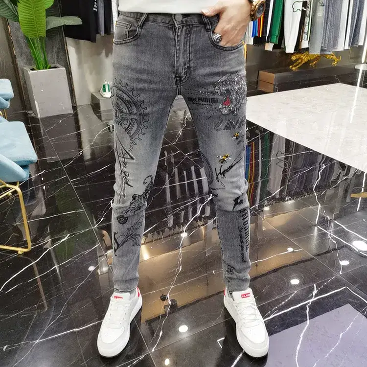 Men Fleece Lined Slim Fit Jeans Autumn Winter — feature 8