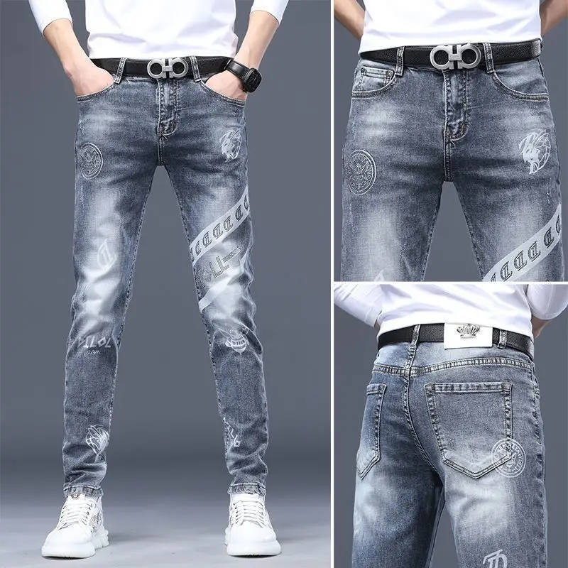 Men Fleece Lined Slim Fit Jeans Autumn Winter - Image 4