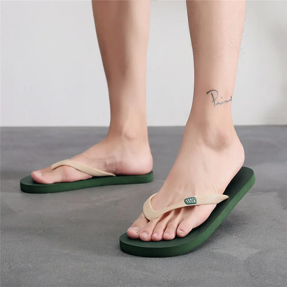 2023 Men's Green Rubber Flip Flops Non-Slip