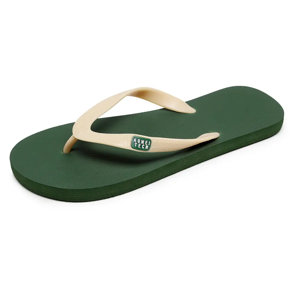 2023 Men's Green Rubber Flip Flops Non-Slip