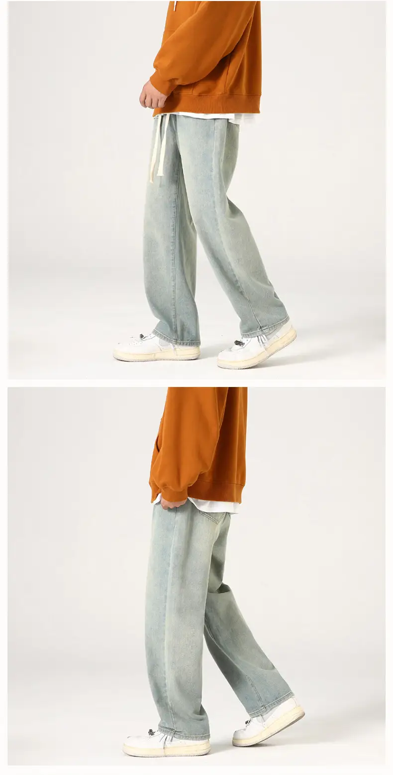 Xxbro Men's Vintage Wash Jeans Wide Leg Pants All Colors — feature 11