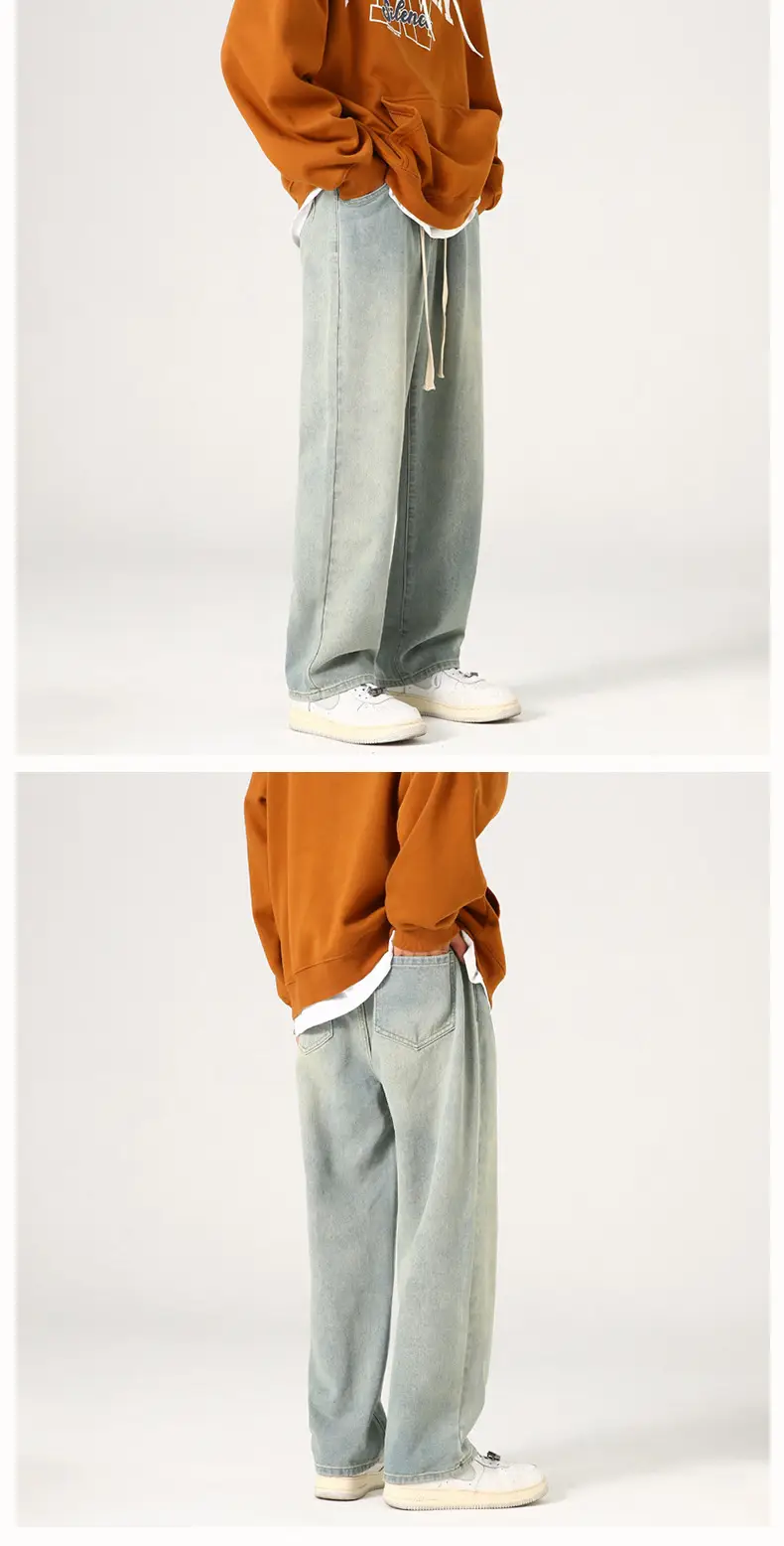 Xxbro Men's Vintage Wash Jeans Wide Leg Pants All Colors — feature 12