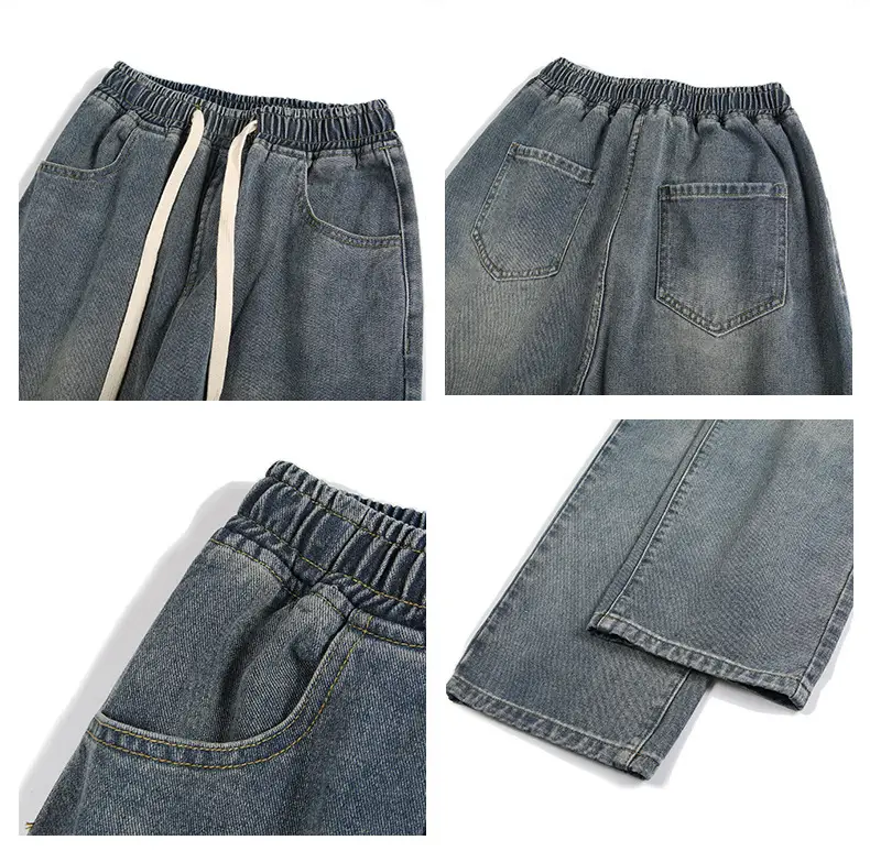 Xxbro Men's Vintage Wash Jeans Wide Leg Pants All Colors — feature 4