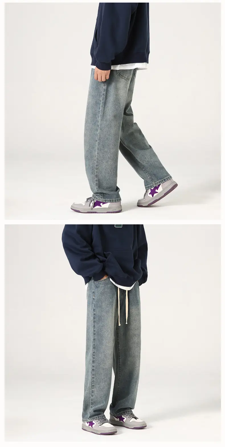 Xxbro Men's Vintage Wash Jeans Wide Leg Pants All Colors — feature 8