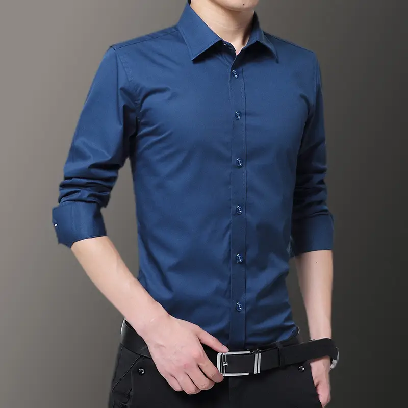 Men's Maroon Formal Shirt with Button Front and Long Sleeves