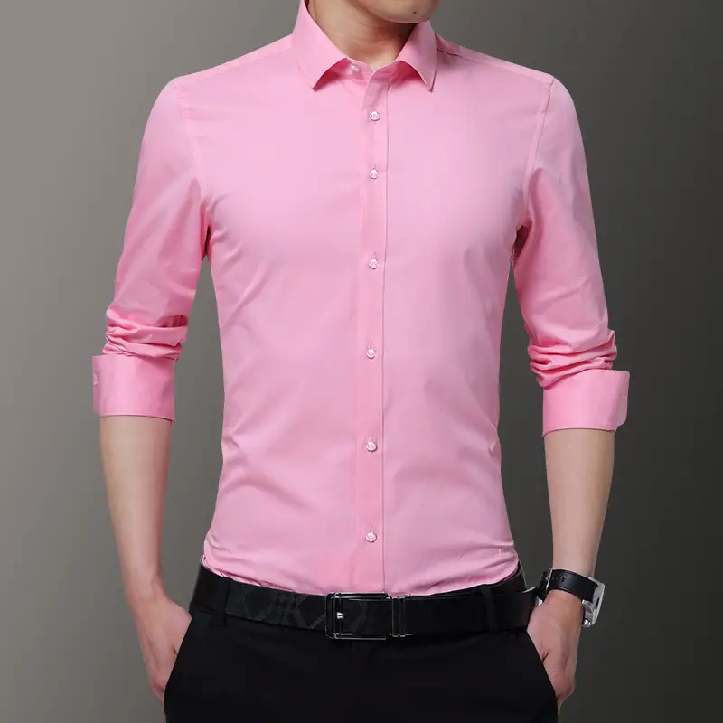 Men's Maroon Formal Shirt with Button Front and Long Sleeves