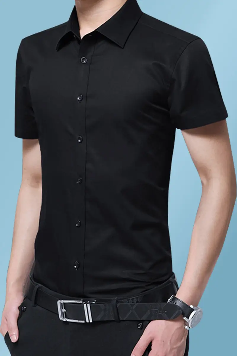 Men's Maroon Formal Shirt with Button Front and Long Sleeves
