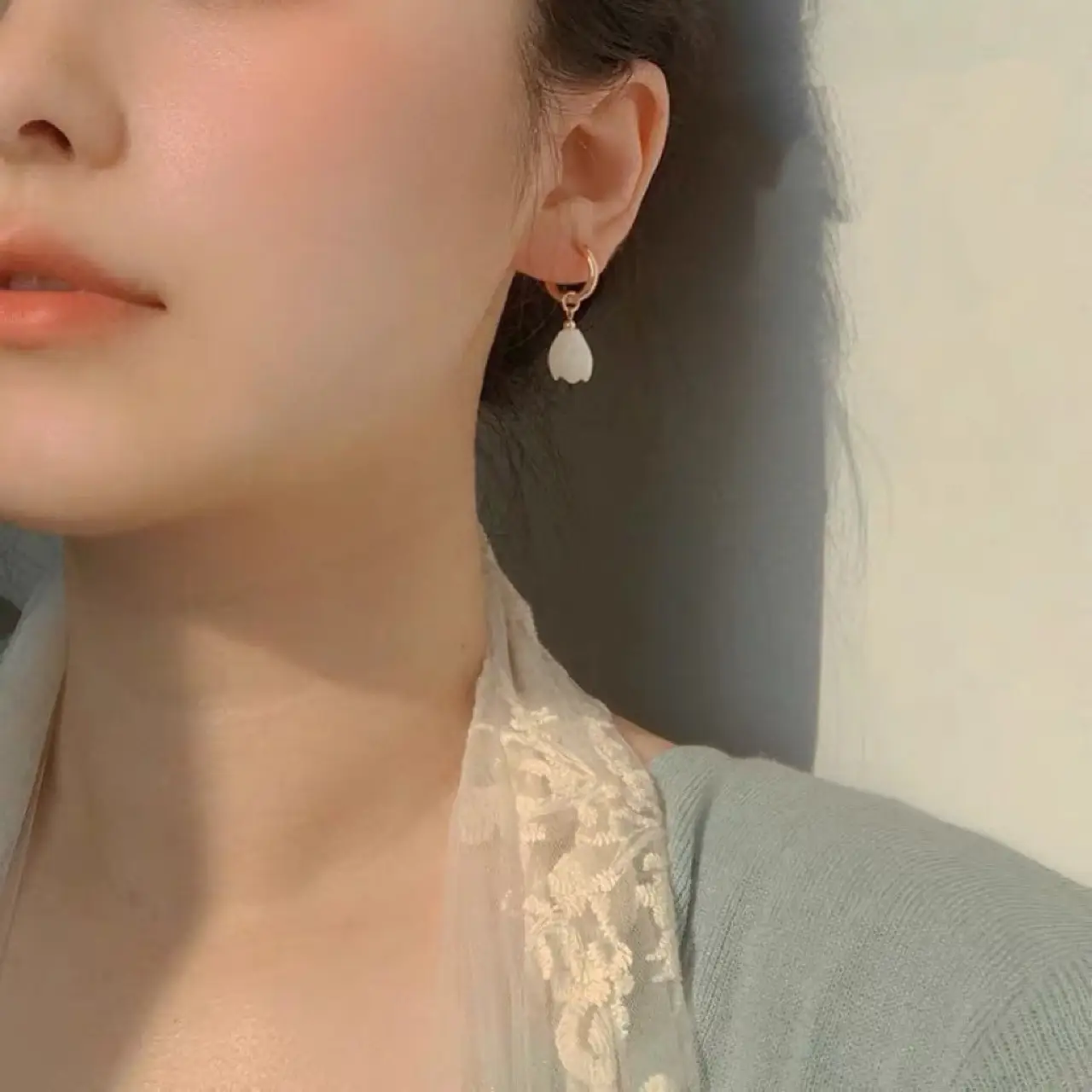 Natural Carved Shell Earrings 14k Gold Plated Women - Image 4