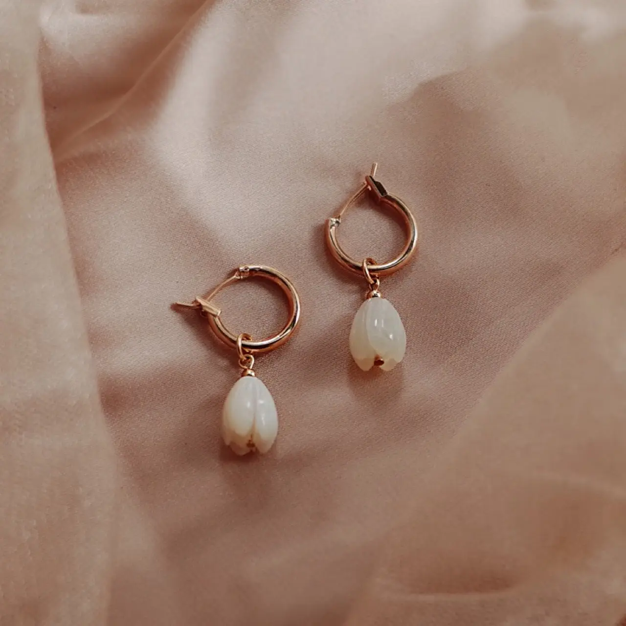 Natural Carved Shell Earrings 14k Gold Plated Women — feature 10