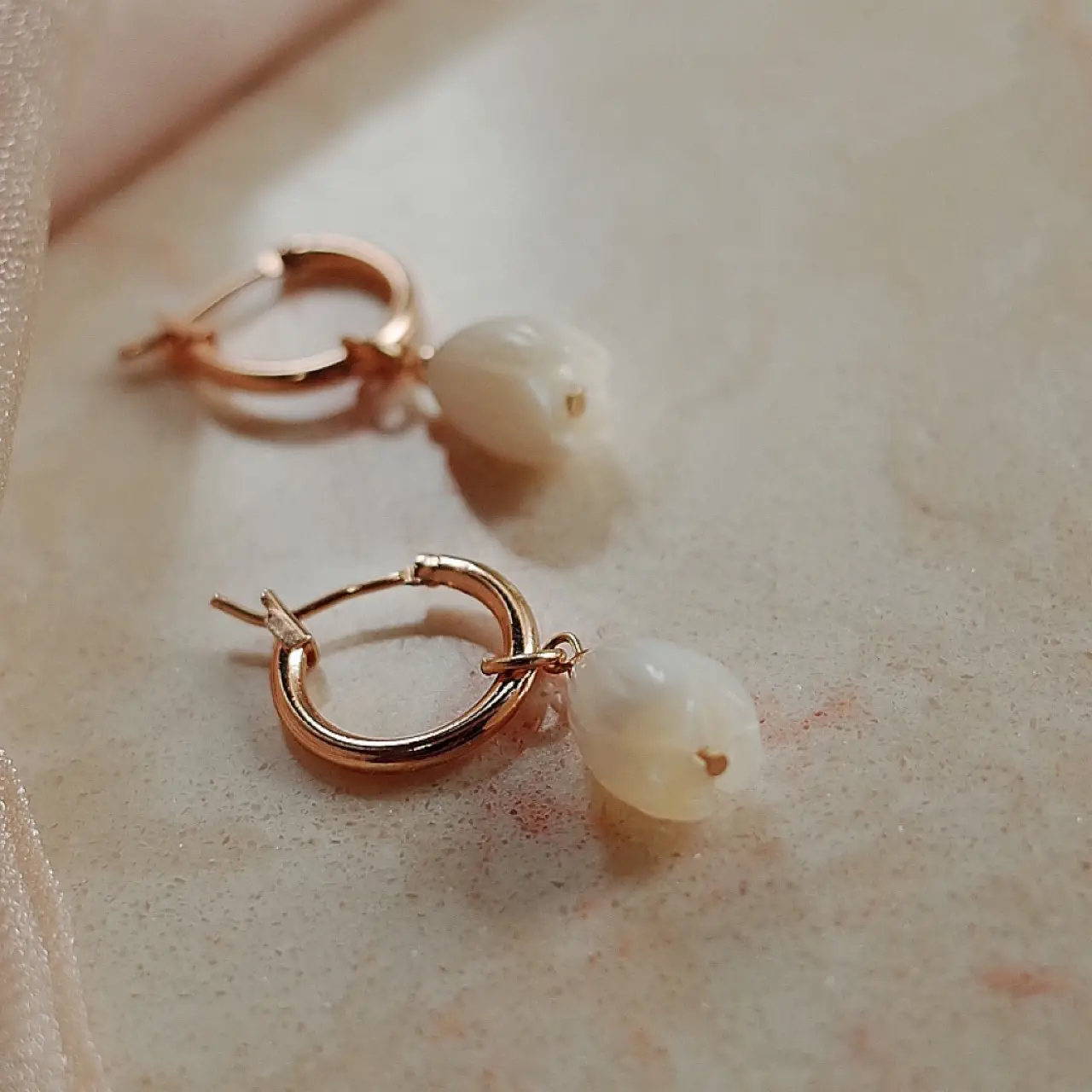 Natural Carved Shell Earrings 14k Gold Plated Women — feature 7