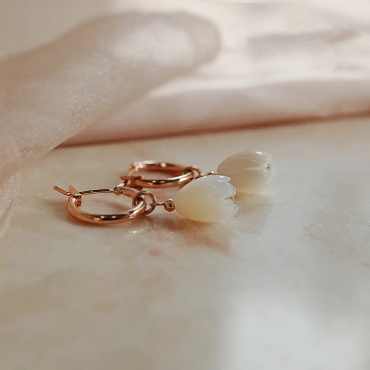 Natural Carved Shell Earrings 14k Gold Plated Women — feature 8