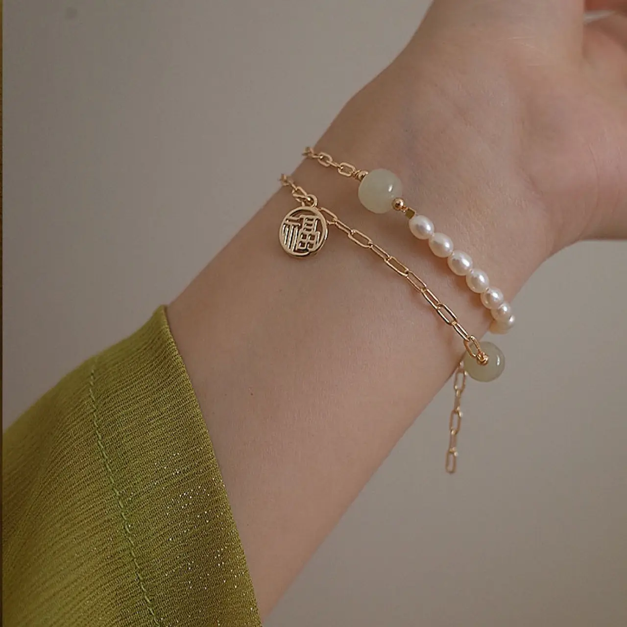 14K Gold Pearl Bracelet for Women's Gift - Image 5