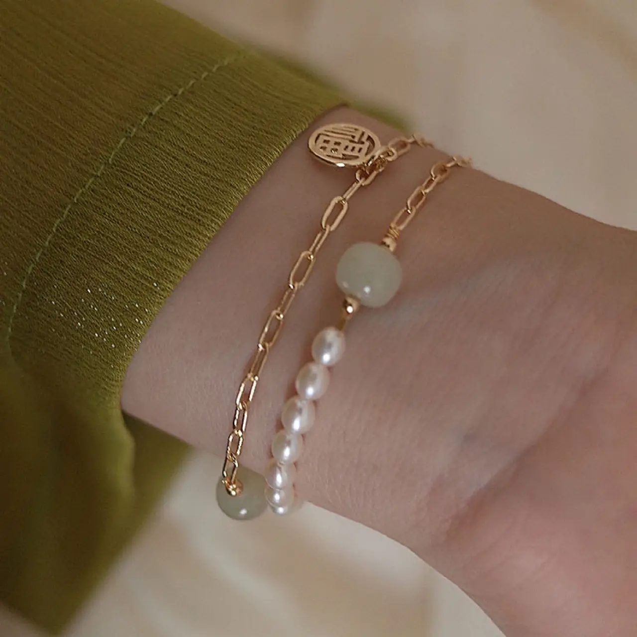 14K Gold Pearl Bracelet for Women's Gift - Image 6