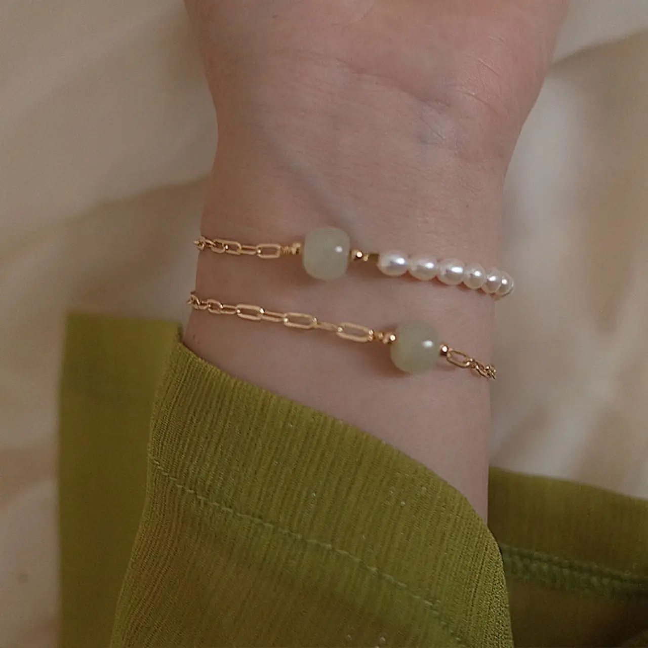 14K Gold Pearl Bracelet for Women's Gift - Image 7