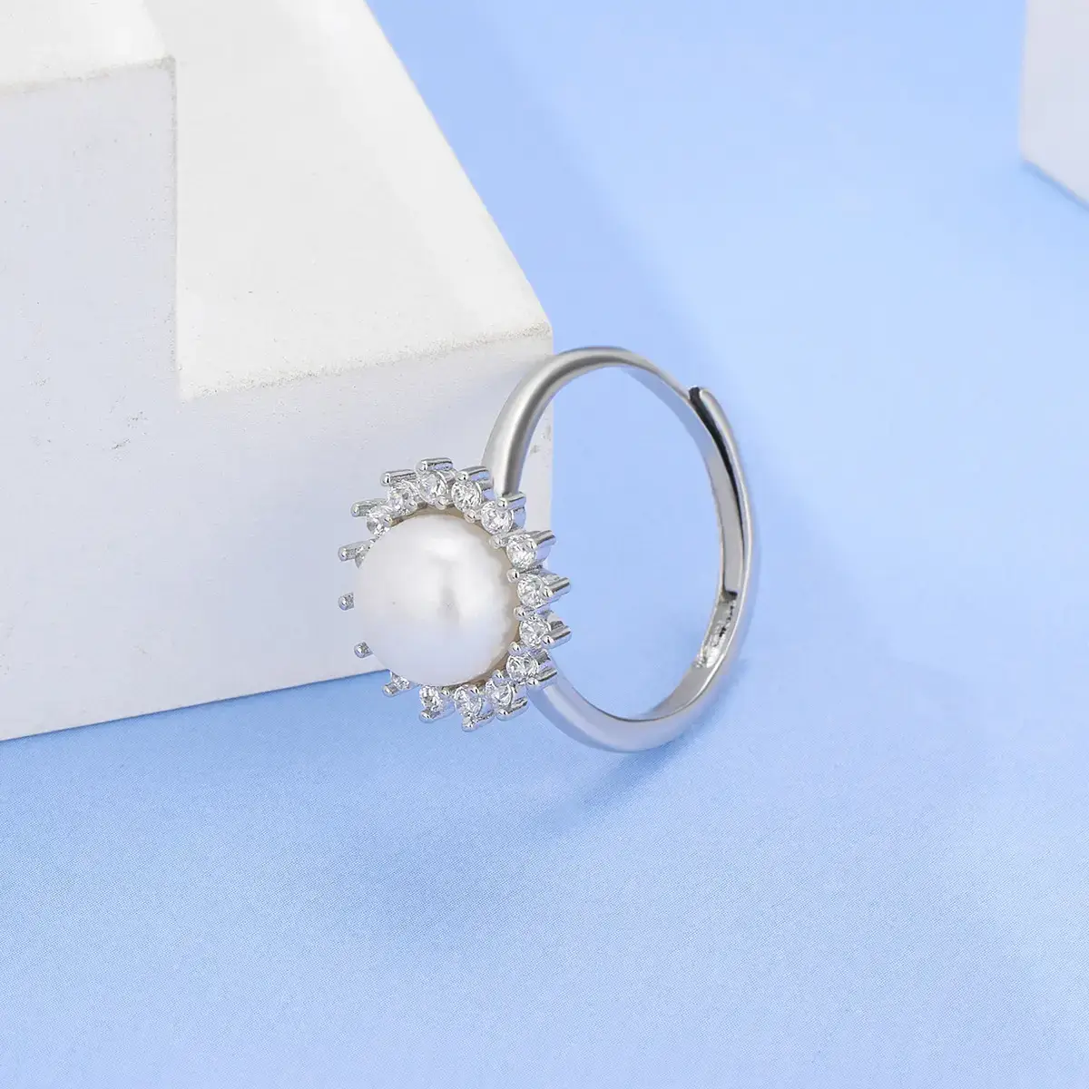 Pearl Sunflower Adjustable Ring for Women - Image 3