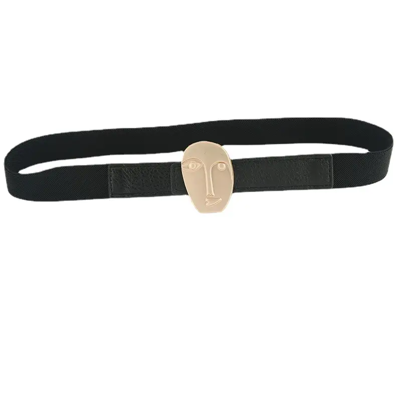 Black Stretch Elastic Coat Belt for Women Autumn Winter